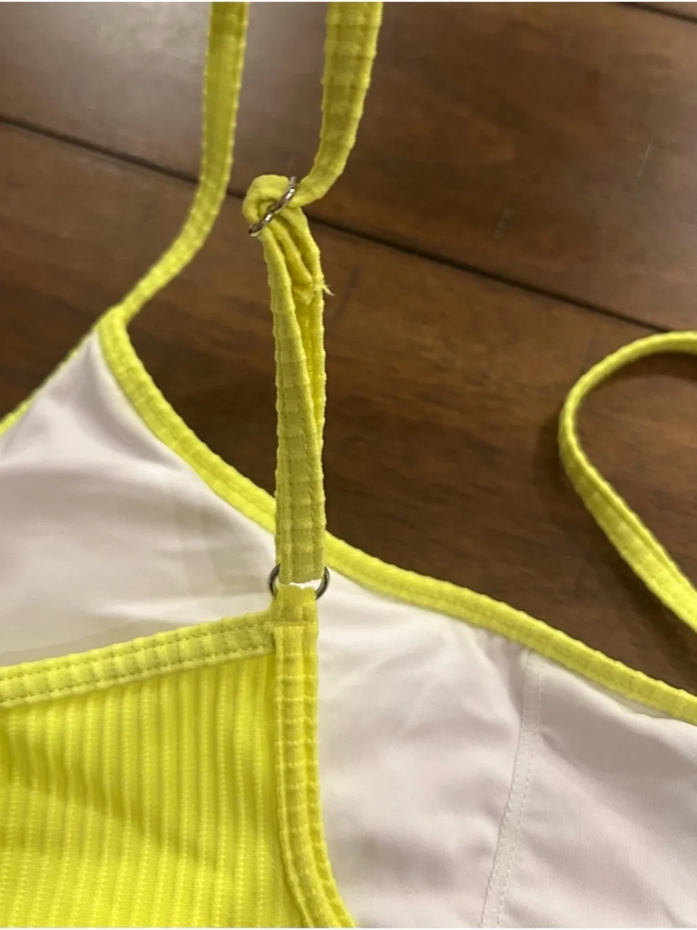 Halara Ribbed Bikini Top Size Large Neon Yellow NWOT